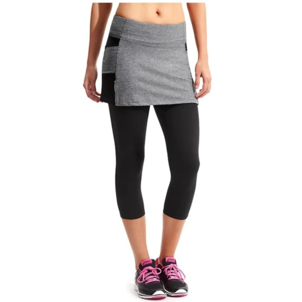 ATHLETA Be Free 2 in 1 Capri Gray Black {BB27}